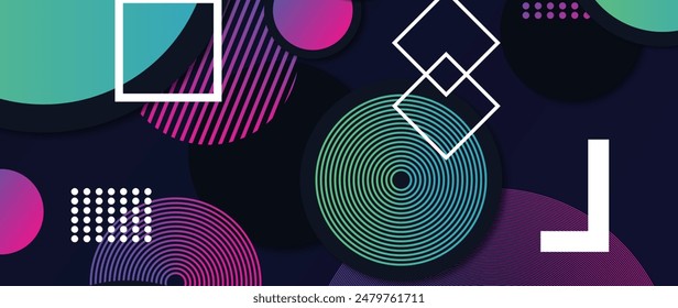 Gradient geometric shapes dark background style vector design in eps 10