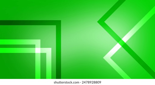 Gradient geometric shapes on green background. Dynamic shapes composition. Vector illustration