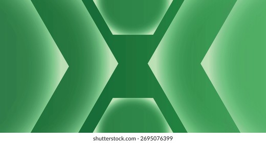 Gradient geometric shapes on green background. Dynamic shapes composition. Vector illustration