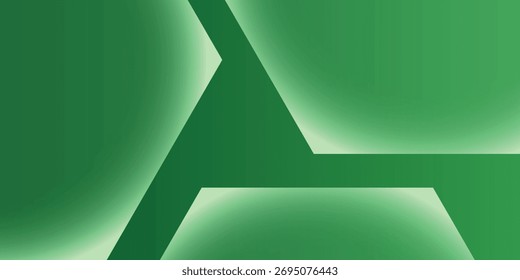 Gradient geometric shapes on green background. Dynamic shapes composition. Vector illustration