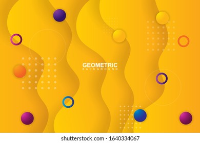 Gradient geometric shapes on yellow background vector