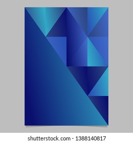 Gradient geometrical triangle mosaic page background template - blue polygonal minimal vector brochure design
