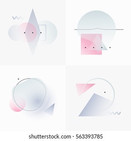 Gradient Geometry Forms. Abstract Poster Design. Geometric Vector Objects. Platonic Shapes And Figures. Unique Set Of Minimalist Artwork. Modern Decoration For Web, Print, Branding, Patterns, Textures