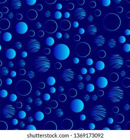 Gradient geometry in a modern style on a dark blue background. Abstract pattern. Violet, blue, pink gradients. Seamless pattern. Vector line design for packaging, fabric, beech and other.
