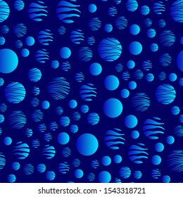Gradient geometry in a modern style on a dark blue background. Abstract pattern. Violet, blue, pink gradients. Seamless pattern. Vector line design for packaging, fabric, beech and other.