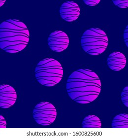 Gradient geometry in a modern style on a dark blue background. Abstract pattern. Violet, blue, pink gradients. Seamless pattern. Vector line design for packaging, fabric, beech and other.