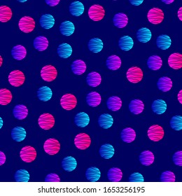 Gradient geometry in a modern style on a dark blue background. Abstract pattern. Violet, blue, pink gradients. Seamless pattern. Vector line design for packaging, fabric, beech and other.