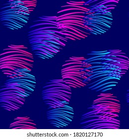 Gradient geometry in a modern style on a dark blue background. Abstract pattern. Violet, blue, pink gradients. Seamless pattern. Vector line design for packaging, fabric, beech and other.
