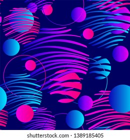 Gradient geometry on blue background. Abstract seamless pattern Violet, blue, pink gradients. Template for packaging, fabrics, advertising, wallpapers, booklets and others.