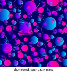 Gradient geometry on blue background. Abstract seamless pattern Violet, blue, pink gradients. Template for packaging, fabrics, advertising, wallpapers, booklets and others.