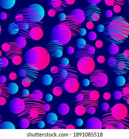 Gradient geometry on blue background. Abstract seamless pattern Violet, blue, pink gradients. Template for packaging, fabrics, advertising, wallpapers, booklets and others.