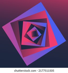 Gradient geometry recursive background. Neon background.