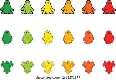 Gradient Ghost Icons Set on White Background