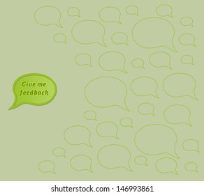 gradient give me feedback speech bubble with empty bubbles as a symbol of answer or given feedback