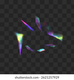 Gradient Glare Vector Transparent Background. Holographic Confetti Carnival Backdrop. Holo Glitter Abstract Wallpaper. Neon Festive Glints Border.
