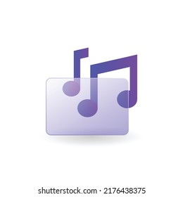 Gradient glass morphism music icon design vector