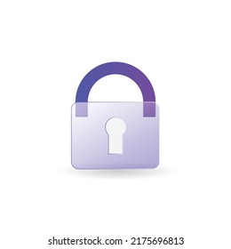 Gradient glass morphism padlock icon design vector