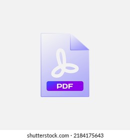 Gradient glass morphism pdf icon design vector