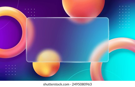 Gradient glassmorphism geometric abstract background with text space. Can be used for banners, landing page, wallpaper.