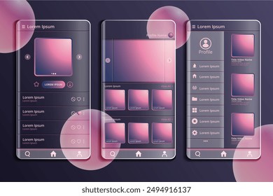 Gradient glassmorphism mobile app template vector design in eps 10