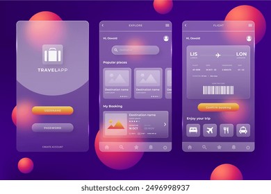 Gradient glassmorphism mobile app template vector design in eps 10