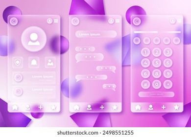 Gradient glassmorphism mobile app template vector design in eps 10