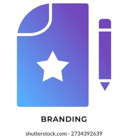 Gradient glyph branding icon with document star and pencil representing brand creation