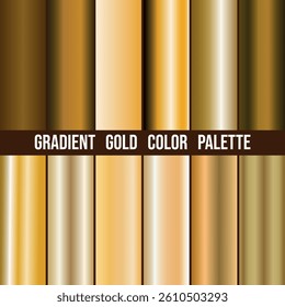 Gradient Gold Color Palette. vector with various gradient gold colors.