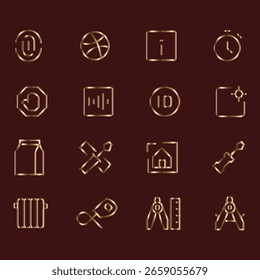 Gradient Gold Customer Service Icon Elements

