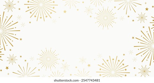 Gradient gold fireworks vector sunburst frame design, elegant holiday celebration, greeting or invitation design, transparent
