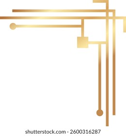 Gradient gold lines and circles creating an elegant geometric corner border, perfect for adding a touch of sophistication to any design project