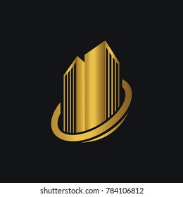 Gradient gold Real estate logotype template construction logo vector building business design eps 8