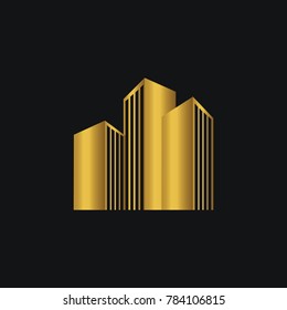 Gradient gold Real estate logotype template construction logo vector building business design eps 8