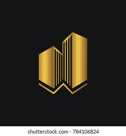 Gradient gold Real estate logotype template construction logo vector building business design eps 8