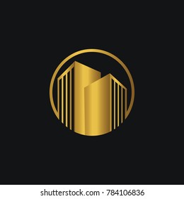 Gradient gold Real estate logotype template construction logo vector building business design eps 8