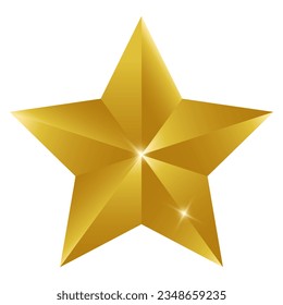 Gradient Gold Star Icon with Highlights vector illustration