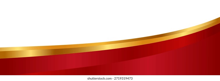 Onda dorada de gradiente curvado y un borde rojo profundo, Ilustración vectorial del pie de página