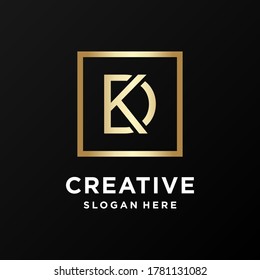 Gradient Golden KD logo design template modern concept