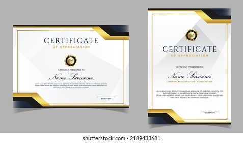 Gradient golden luxury certificate template