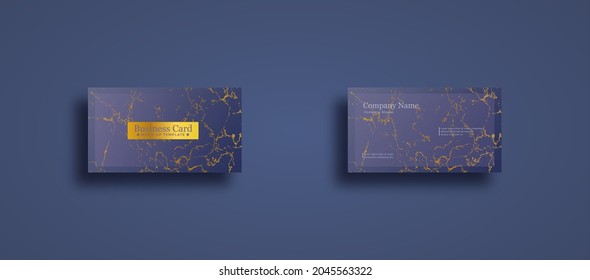 Gradient golden luxury horizontal business card template. Marble pattern business card mock up.