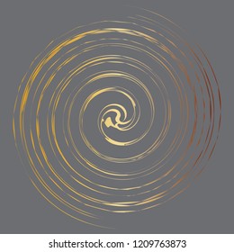 Gradient golden spiral artistic vector illustration. Metal jewelery swirl original vector design. Precious pectoral isolated on grey texture. Abstract artistic illustration