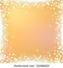 Gradient golden square background with the bokeh border