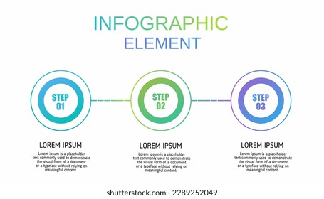 gradient gradation vector infographic template. Business process with 3 steps options, circles mode. isolated white background
suitable be used for businees, workflow diagrams, annual reports, present