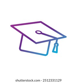 Gradient graduation cap icon in purple and blue tones Vector illustration