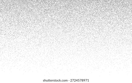 Padrão de ruído de gradiente de grão. Padrão de pulverização desbotado. Grama granulada lisa. Neve caindo de cima. Transição de fade. Textura em forma de grunge. Pontilhismo esmaecido. Plano de fundo de ponto. Ilustração vetorial