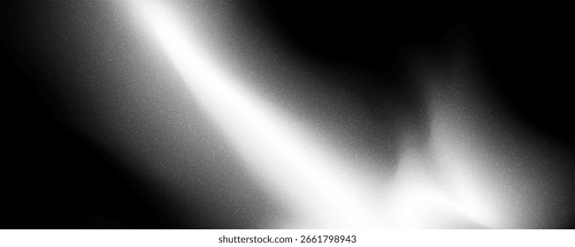 Gradient grainy background, white illuminated spots on black, noise texture effect