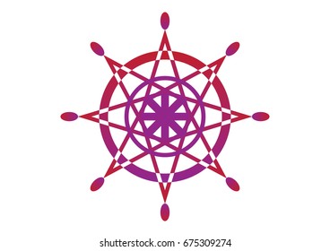 Gradient grape color and simple geometric mandala. Vector illustration.
