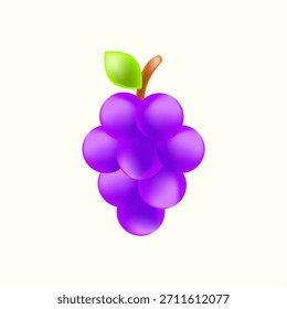 Ilustração de vetor de uva de gradiente - ícone de fruta brilhante colorida para comida, mercado e design orgânico saudável