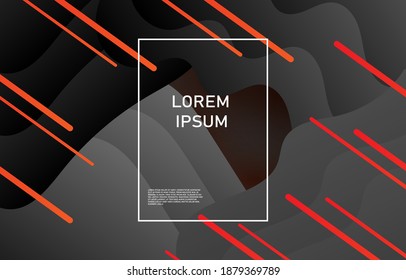 gradient Gray and black pattern geometric background. Red,orange straight lines. Used to decorate publications or advertisements