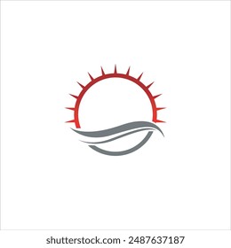 Gradient gray and red sun and water logo